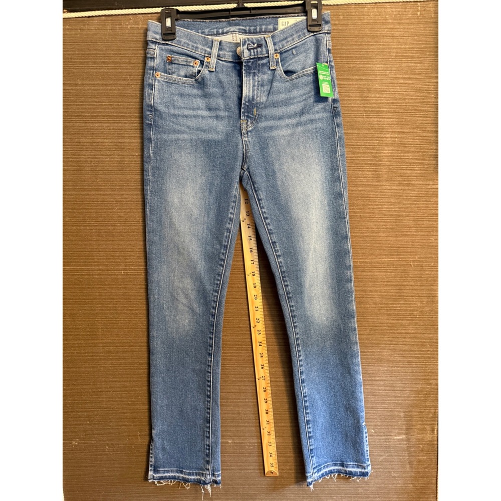 GAP Vintage Slim Mid Rise Jeans Light Wash Raw Hem 25/0 R 853477-00-1